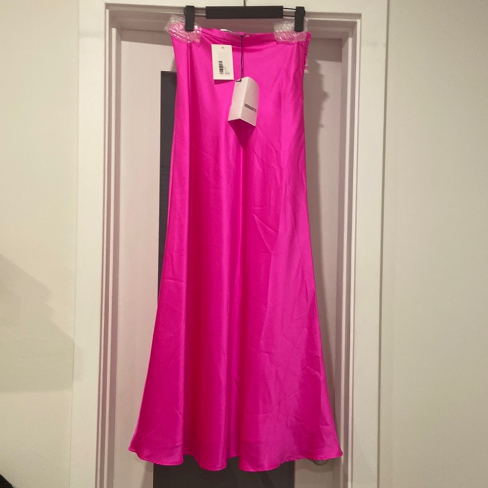 NWT Pink satin maxi skirt by Bernadette size FR36 small Barbiecore - Picture 3 of 7